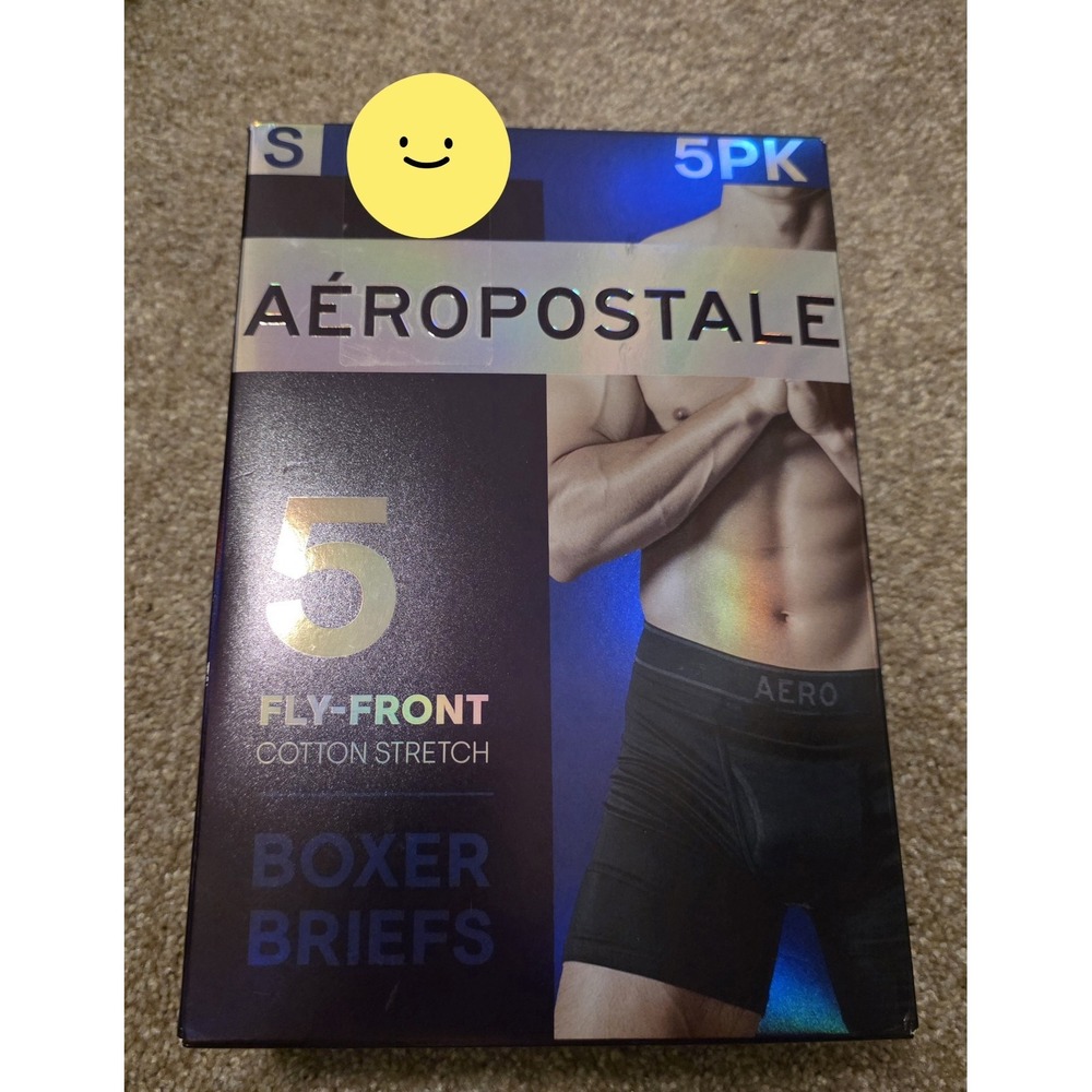Aeropostale Men's Boxer Briefs 5-Pack A87 Fly-Front Cotton Stretch Size Small